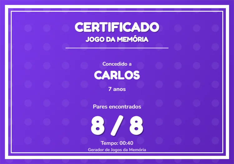 Exemplo de Certificado — A Fábrica de Jogos Kids